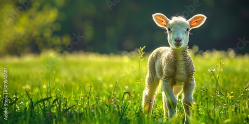 Spring Lamb in a Beautiful Green Field.