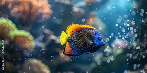 Majestic angelfish swimming in its natural habitat photo