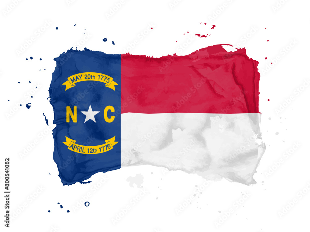 Fototapeta premium Flag of North Carolina from brush strokes. United States of America. Watercolor style for your design. Flag State North Carolina on white background for your web site design, app, UI. EPS10.