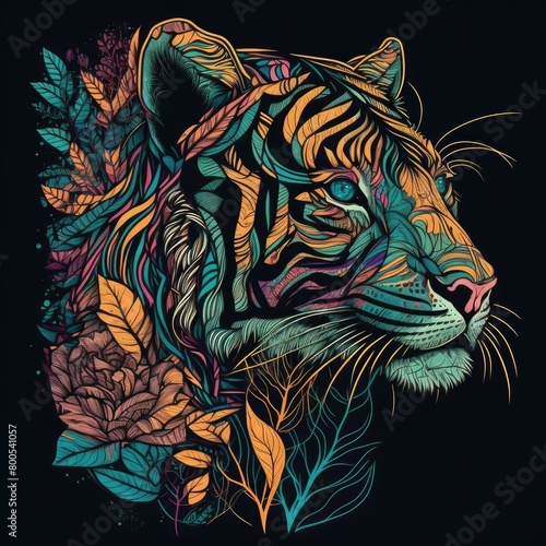 Wallpaper Mural closeup an intricate hand-drawn illustration of a tiger Torontodigital.ca