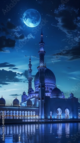 grand mosque with a crescent moon