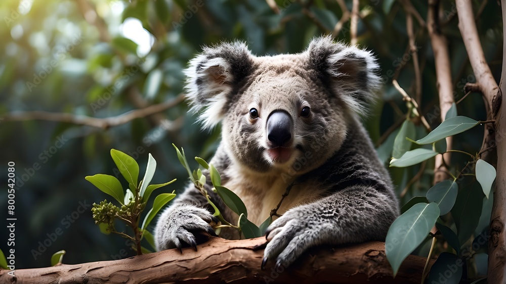 Koala Bear Eating Leaves While Sitting on a Tree Branch 4K Wallpaper Koala Bear Eating Leaves While Sitting on a Tree Branch 4K Wallpaper
