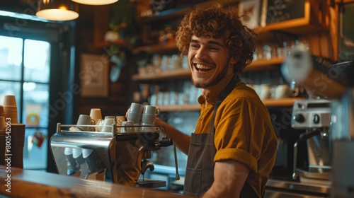 A Smiling Barista at Work