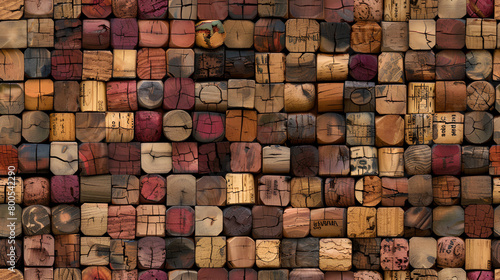 vibrant collection of wine corks, detailed seamless textures and colors for backgrounds photo