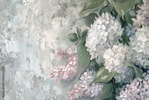 Hydrangeas and Lilacs: Muted Tones Vertical Flower Oil Painting