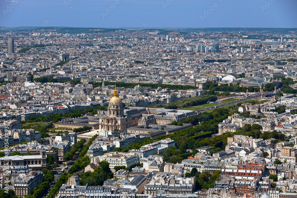 Naklejka premium Aerial view of the Hôtel national des Invalides in Paris