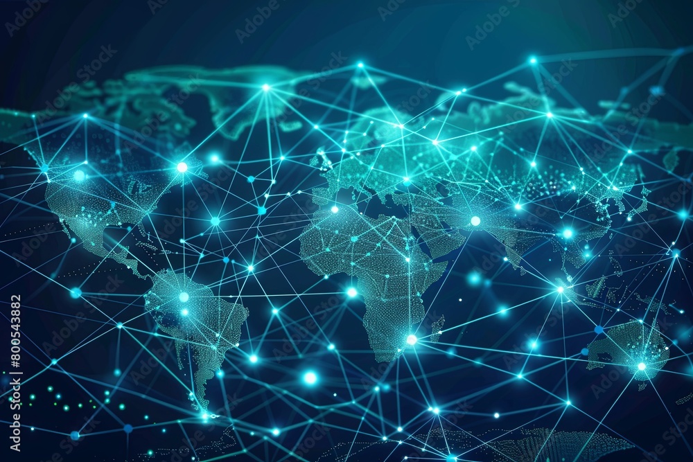 Dynamic Tech Network: World Map Vector with Digital Earth Connections Dynamic Tech Network: World Map Vector with Digital Earth Connections
