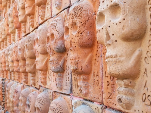 skull wall in Ajijic town, Mexico