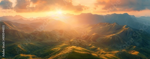 Golden sun light in highland sulfur mountains. Scenery nature view © Павел Озарчук