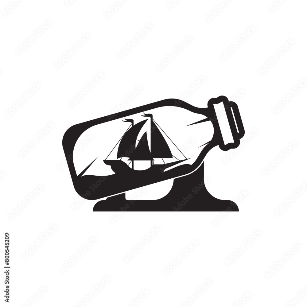 Boat in a bottle symbol logo icon, vector illustration design Boat in a bottle symbol logo icon, vector illustration design