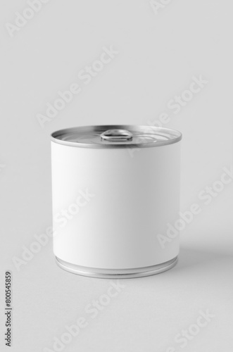 Food tin can packaging mockup, medium size.