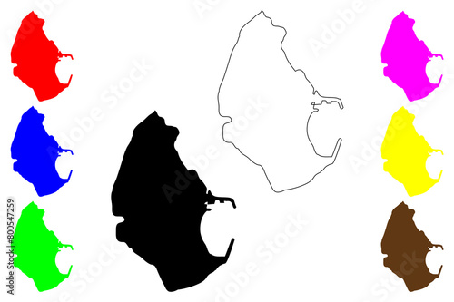 Melilla Autonomous city map  Kingdom of Spain  vector illustration  scribble sketch Port of M  i  