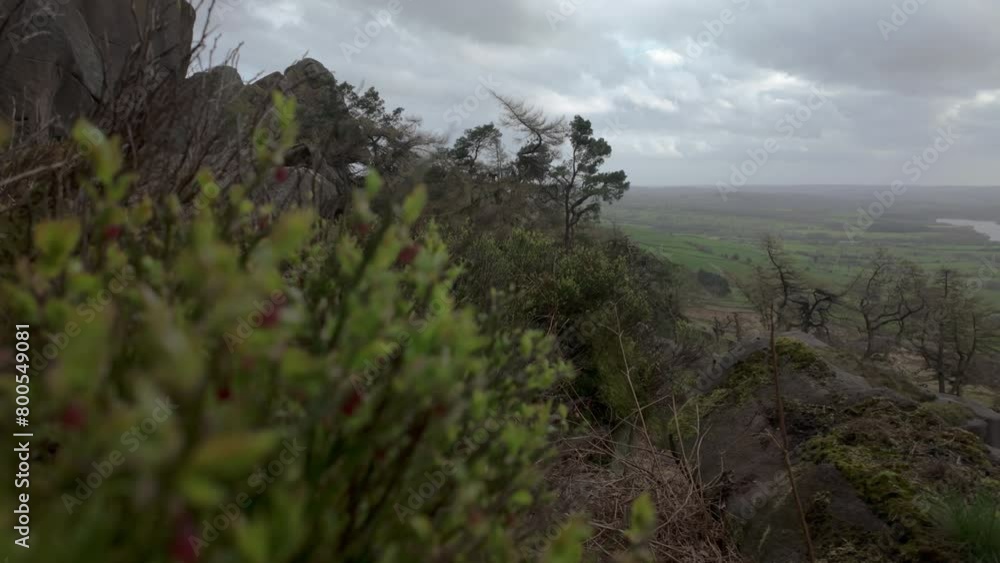 A rural UK landscape establishing shot at The Roaches in the Peak District National Park. A rural UK landscape establishing shot at The Roaches in the Peak District National Park.