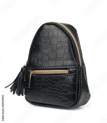Small black leather backpack