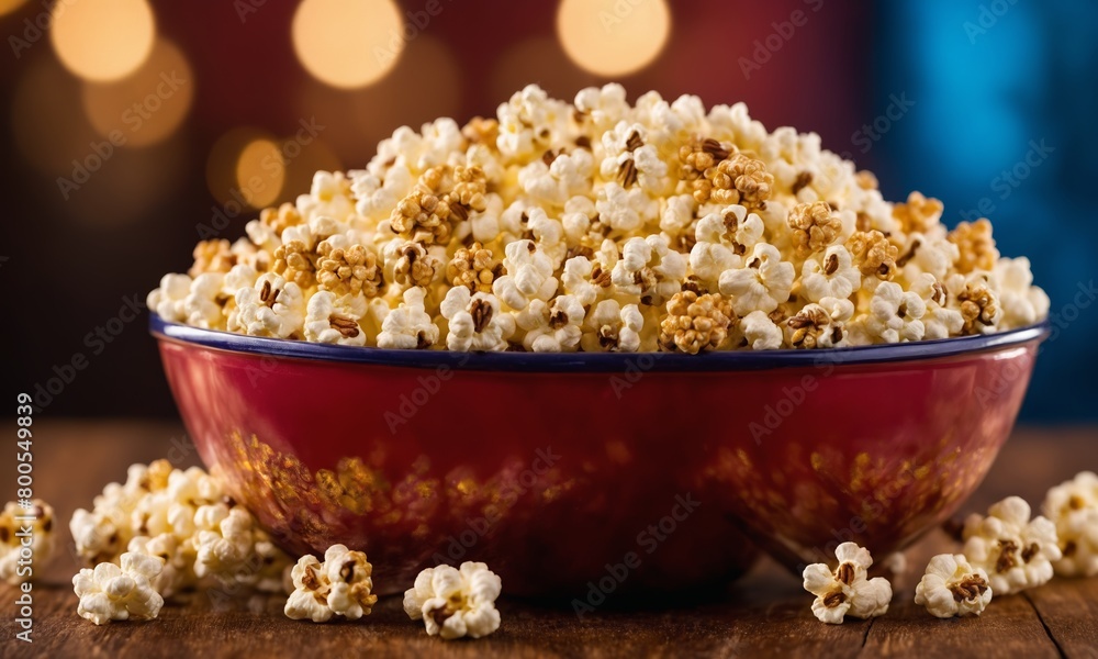 Kettle corn popcorn on a table, a staple food and superfood Kettle corn popcorn on a table, a staple food and superfood