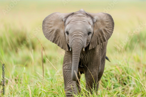 Curious baby elephant calf exploring with tiny trunk © Venka