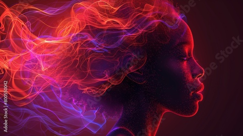 Vibrant profile of a woman with neon light effects
