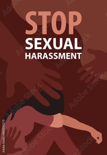 vector poster about sexual harassment and bullying, campaign against harassment poster flayer design. photo