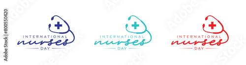 Happy International Nurses Day Logo Design, 12th May International Nurses or Nurse Day, stethoscope, cross, nurse vector logo design