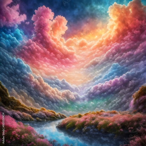 Beautiful Fantasy Landscape, Colorful Clouds
