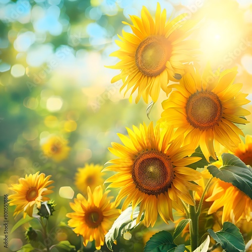 Ein Feld mit wunderschönen Sonnenblumen