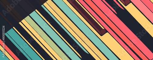 Abstract background with piano keys, vector illustration, colorful stripes, gradient colors, minimalism, simple shapes, geometric patterns