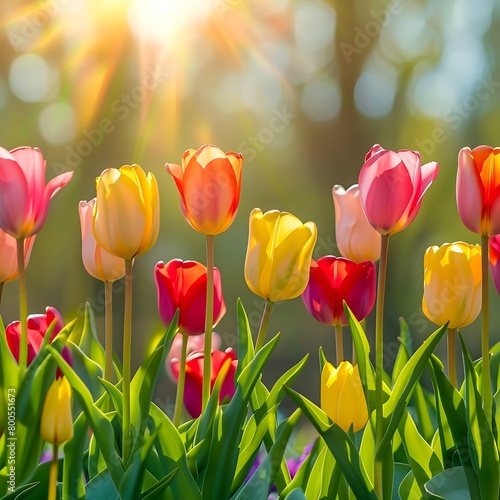 Ein Hintergrund mit schönen blühenden Tulpen