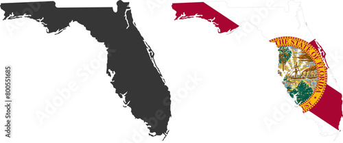 Florida state of USA. Florida flag and territory. States of America territory on white background. Separate states. Vector illustration photo