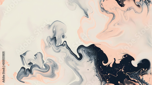 Abstract Background Swirls of Pastel Tones and Bold Black