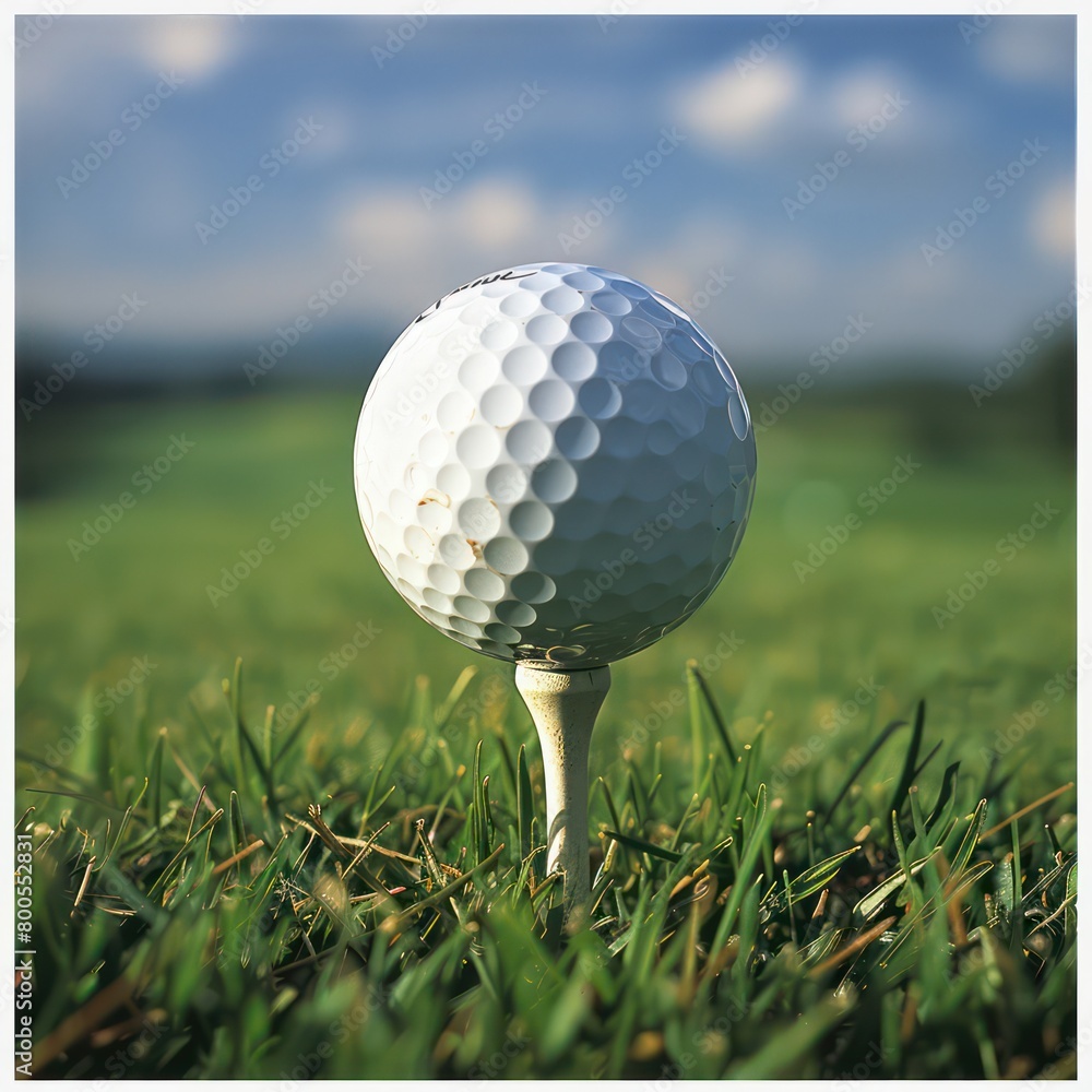 golf ball on a pinview from the ground level, nice depth and blurred background golf ball on a pinview from the ground level, nice depth and blurred background