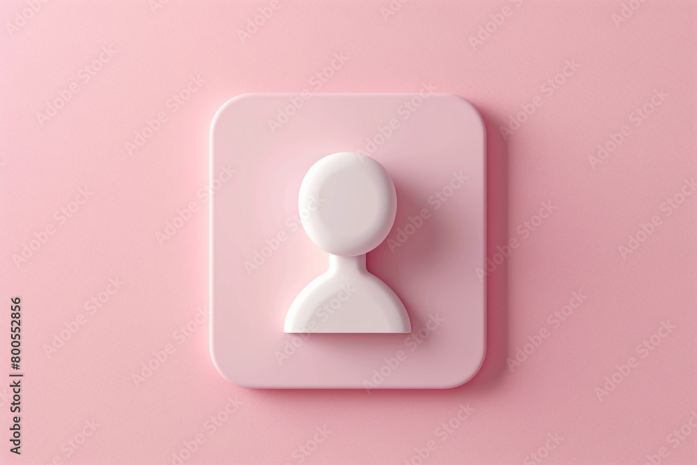 A 3D user profile icon, on a pastel powder pink background A 3D user profile icon, on a pastel powder pink background