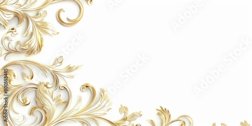 golden glossy wallpaper cropped corner decorated with swirls and flourishes isolated on a white background