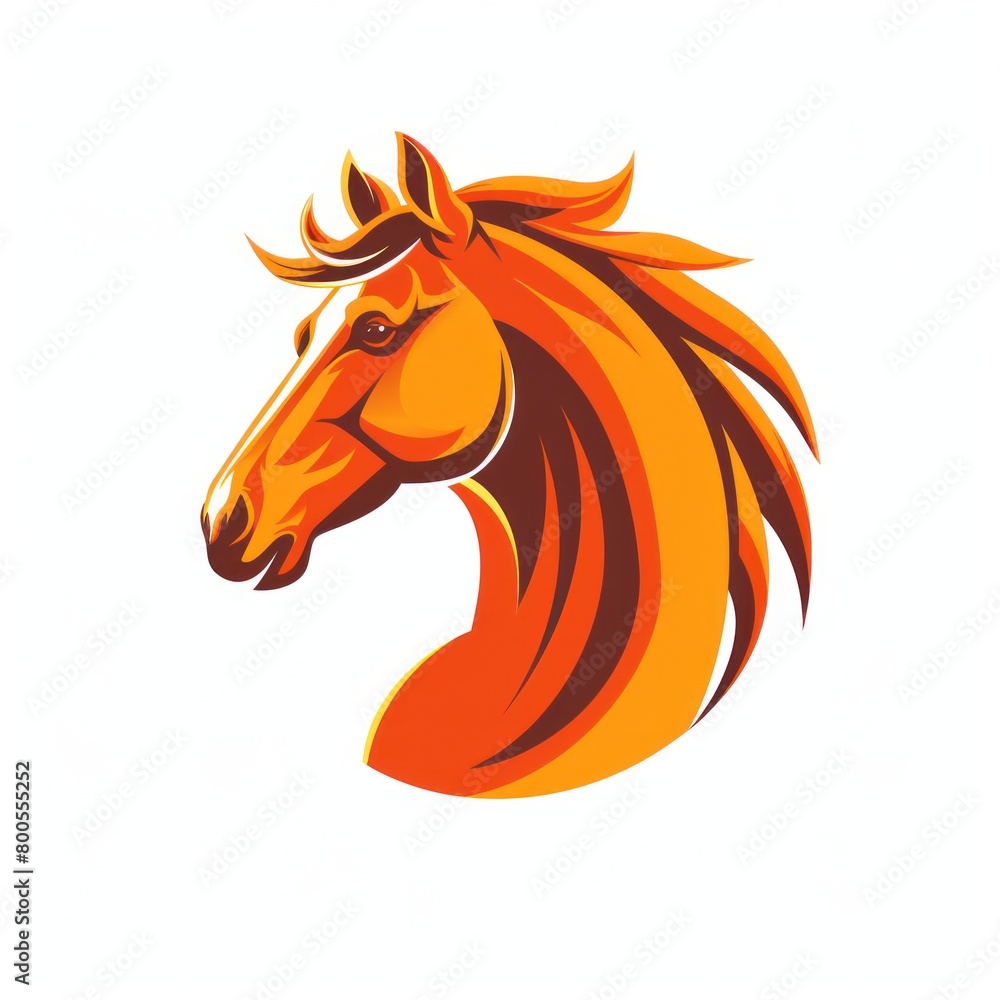 Red horse head logo on a white background, simple and flat design. Red horse head logo on a white background, simple and flat design.