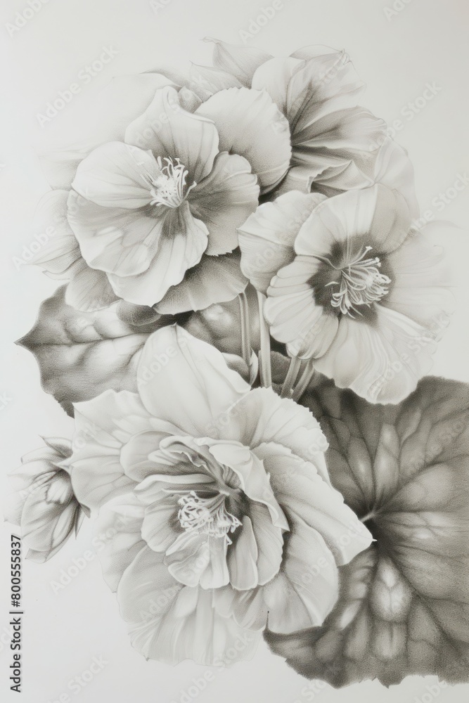 Detailed monochrome artwork featuring a cluster of fully bloomed flowers and intricate shading Detailed monochrome artwork featuring a cluster of fully bloomed flowers and intricate shading