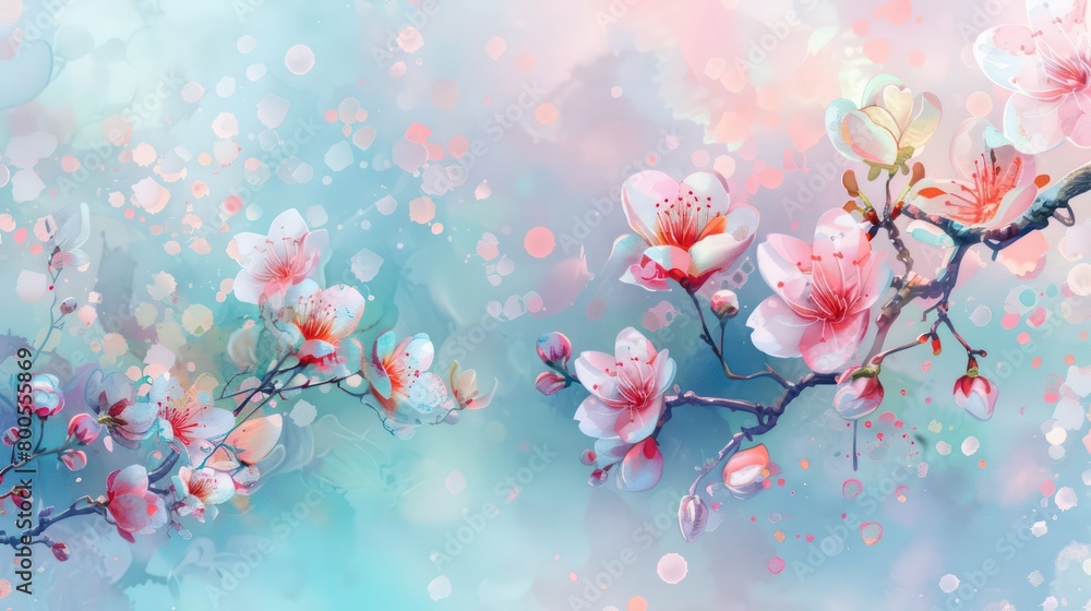 beautiful spring flowers background illustration with cherry blossoms and amazing details, smooth light and soft pastel colors beautiful spring flowers background illustration with cherry blossoms and amazing details, smooth light and soft pastel colors