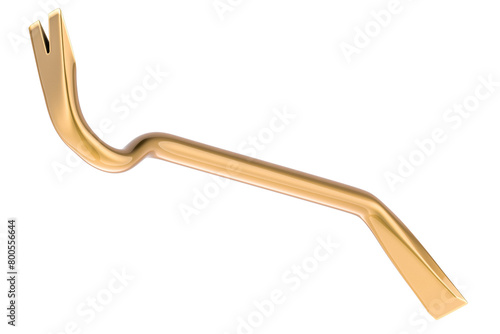 Golden Crowbar, 3D rendering isolated on transparent background photo