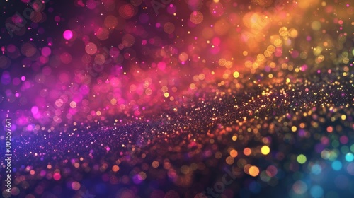 Abstract background of sparkling colored explosion liquid particles.