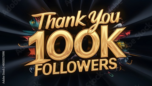 100k follower text effect, Vector 100k followers celebration social media post. 3d text

 photo