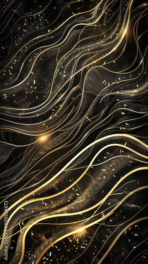 dark abstract head-up background with striking intricate golden shiny lines dark abstract head-up background with striking intricate golden shiny lines