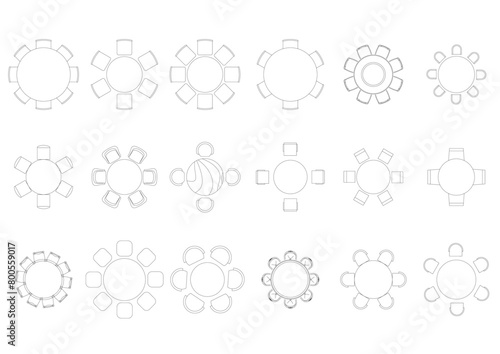 furniture icon interior plan view top set vector. architecture house table line home outline apartment collection isolated layout design project blueprint.