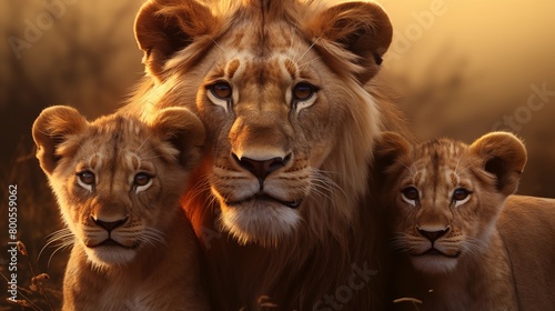 Close up of a lion family.