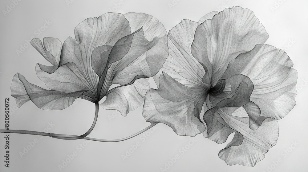 Fototapeta premium Two-flower stem in B&W photo