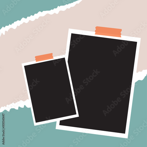 3 photos collage frame vector, photo frame collage