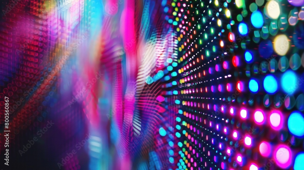 A close-up abstract view of a brightly colored LED SMD screen A close-up abstract view of a brightly colored LED SMD screen
