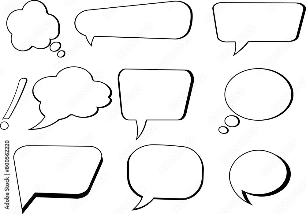 Fototapeta premium Comics Set of speech bubbles. Speak bubble text, cartoon. Set of speech bubbles.