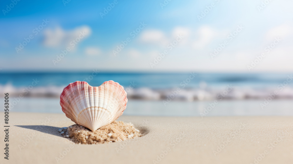 Love by the Sea: Heart-Shaped Conch Shell on Idyllic Deserted Beach Love by the Sea: Heart-Shaped Conch Shell on Idyllic Deserted Beach