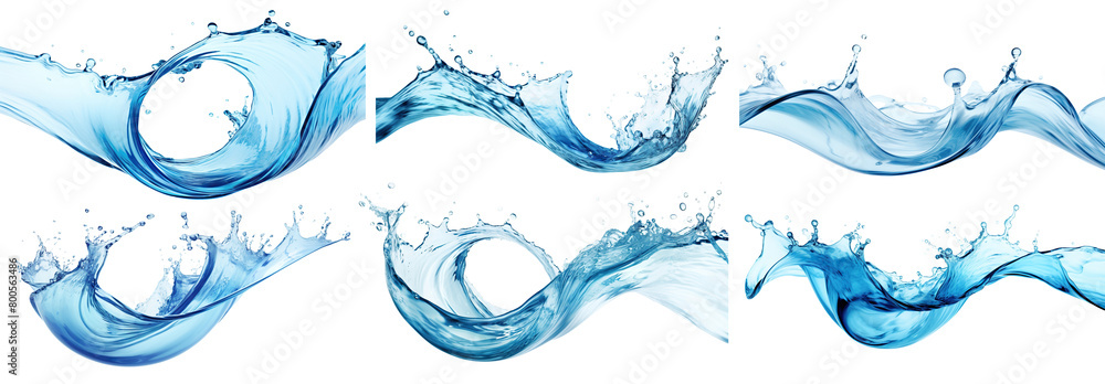 Set of blue water splashes, cut out Set of blue water splashes, cut out
