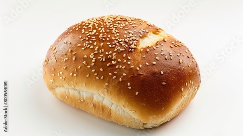 A top view of a perfectly round hamburger bread bun, isolated on a clean white background.

