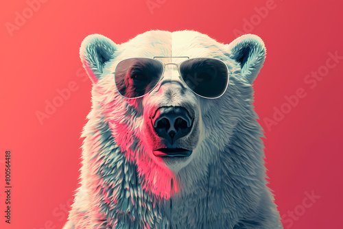 illustration showcasing of a polar bear in sunglasses