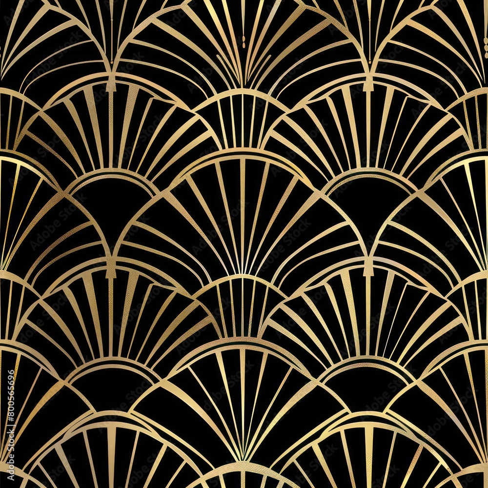 modern art deco pattern in gold on a black background modern art deco pattern in gold on a black background